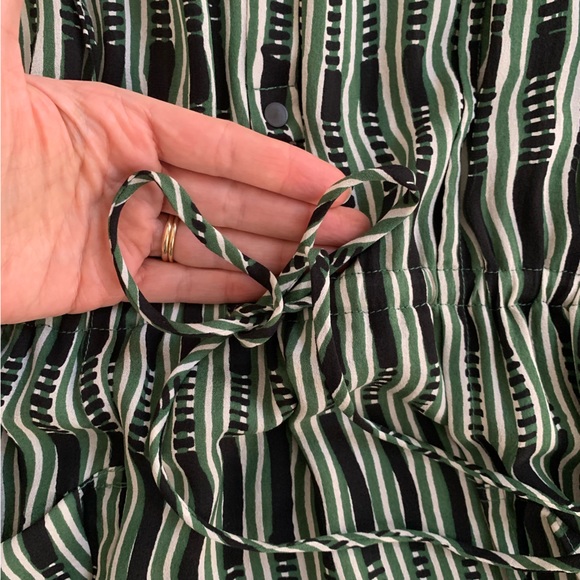 A.L.C. Striped Silk Mini Dress M Green Black - Picture 7 of 13